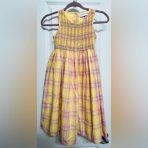 Sweet Heart Rose Yellow and Pink Plaid Smocked Dress